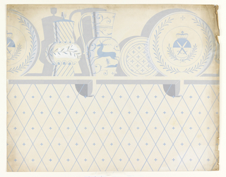 Drawing, Wallpaper Design: China Display on Shelf