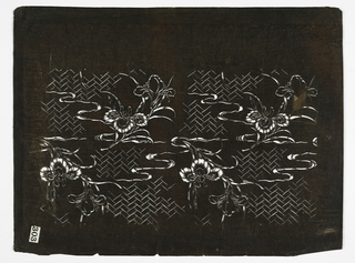 Katagami, Peonies on Trellis and Streams