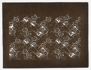 Katagami, Cherry Blossoms and Bamboo Trellis