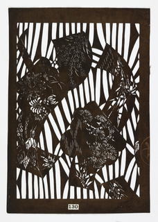 Katagami, Water, Leaves and Pine