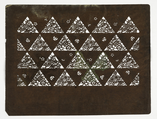 Katagami, Floral Motifs, Triangles and Birds