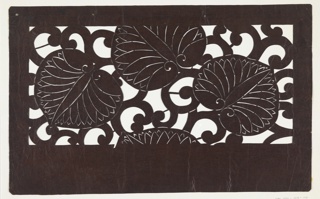 Katagami, Hollyhock leaves and scrolling vines