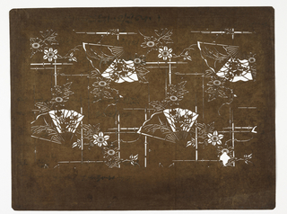 Katagami, Fans and Flowers on Trellis