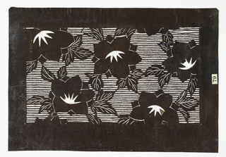 Katagami, Blossoms, Water and Leaves