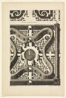 Print, Design for a Garden Parterre of Cut Grass and Colored Gravel, from Nouveaux Livre de Parterres (New Book of Garden Beds) from Oeuvres du Sr.  Marot
