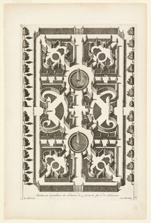 Print, Espalier Garden Fashioned as a Labyrinth with Two Fountains