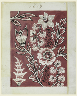 Drawing, Design for a printed fabric