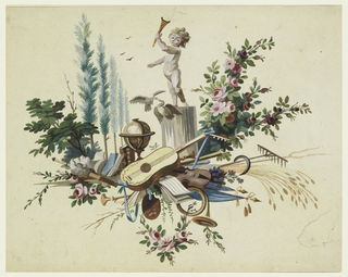 Drawing, Design for a woven or printed fabric