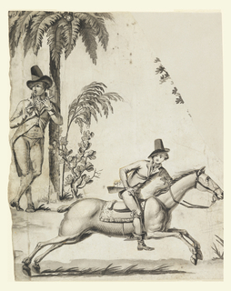 Drawing, Fragments of an Incomplete Cartoon for Cotton Printing: La Course Anglaise