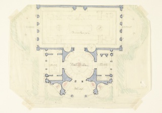 Drawing, Sketch plan for proposed Morgan Library Museum