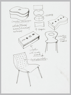 Drawing, Designs for Leather Container and Two Leather Chairs, for Plycraft