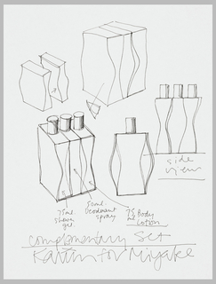 Drawing, Designs for Complimentary Set of Beauty Products, for Issey Miyake