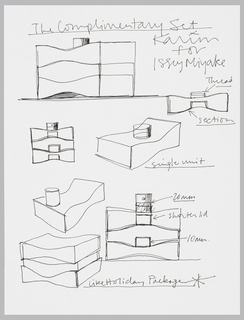 Drawing, Designs for Complimentary Set of Beauty Products, for Issey Miyake