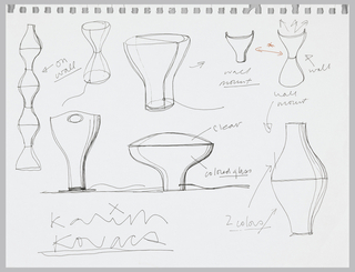 Drawing, Lamp Designs in Colored Glass, for Kovacs