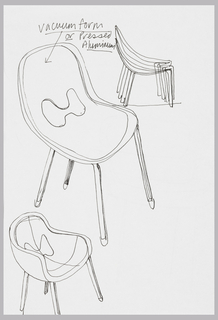 Drawing, Design for "Decola" Stacking Chair, for IDEE Japan