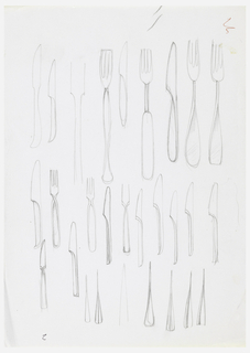 Drawing, Designs for Flatware, including Axis