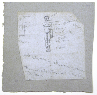 Drawing, Sketch of a Male Nude with Notations