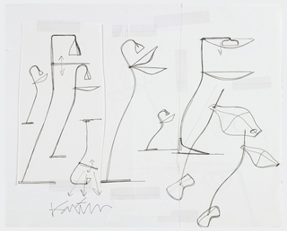 Drawing, Nine Floor Lamp Designs, for Kovacs Lighting, USA