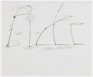 Drawing, Five Floor Lamp Designs, including "Venus" Lamp, for Kovacs Lighting, USA