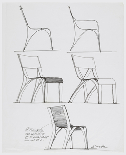 Drawing, Five Chair Designs, for Plycraft