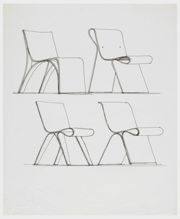 Drawing, Four Chair Designs, for Plycraft