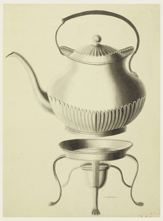 Drawing, Design for a Water Kettle with Stand