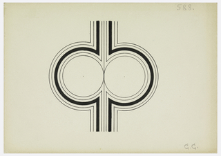 Drawing, Design for a Monogram: Two Omega Symbols