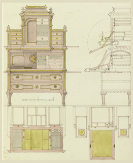 Drawing, Design for Mechanical Furniture: Desk