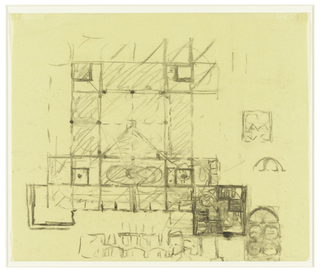 Drawing, Phillips Exeter Library, Exeter, NH: Sketch of Plan with Elevations