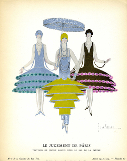 Fashion Plate, Gazette du Bon Ton, vol. 7, no. 8, Le Jugement de Pâris, plate 60