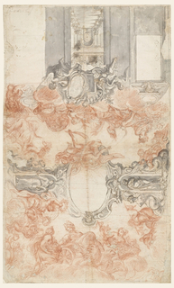 Drawing, Design for a Painted Ceiling and the Decoration of a Short Wall Illustrating the Seasons