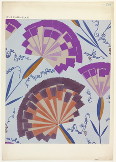 Drawing, Textile Design: Purpurnelke (Purple Pink)