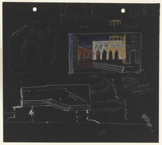 Drawing, Stage Design: Studies for Act I, Scene 1, for "Othello"