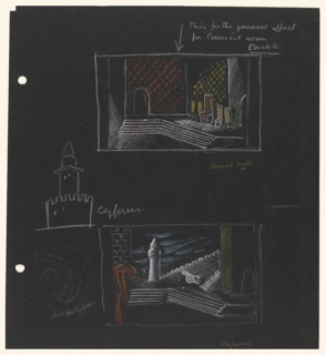 Drawing, Stage Design: Studies for Act I, Scene 3 and Act II, Scene 1, for "Othello"