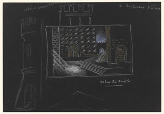 Drawing, Stage Design: Studies for Castle Exterior, Act II, Scene 1, for "Othello"