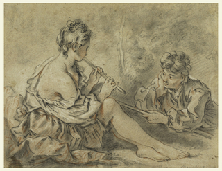 Drawing, Shepherdess Piping to a Shepherd