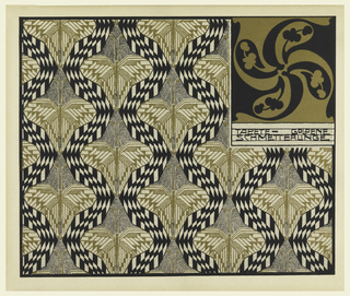 Print, Tapete Goldene Schmetterlinge (Golden Butterfly Wallpaper), plate 12, in Die Quelle: Flächen Schmuck (The Source: Ornament for Flat Surfaces)