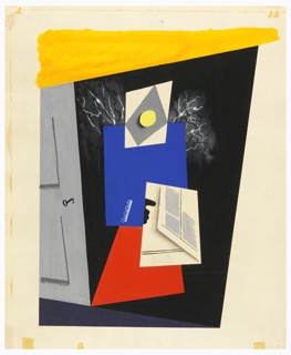 Drawing, Design for a Composition with Abstract Figure and Gray Door