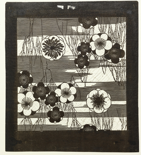 Katagami, Plum Blossoms and Streams