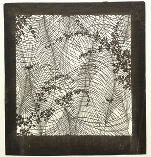 Katagami, Autumn Grasses, Bush Clover, and Butterflies