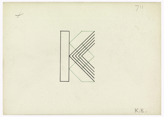 Drawing, Design for a Monogram: K. E.
