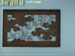 Katagami, Peonies and Plum Blossoms