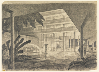 Drawing, Large Building Lobby