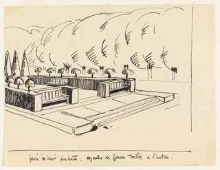 Drawing, Walled Garden with Seating