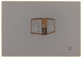Drawing, Design for Two Art Deco Interior Store Vitrines with Corner Cabinet Between