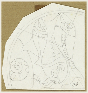 Drawing, Design for Plate with Fish and Shell