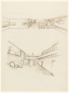 Drawing, Two Studies of the Interior, Villa Stein-de Monzie, Garches, France