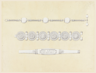 Drawing, Design for a watch chain and two bracelets