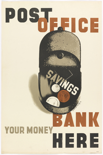 Poster, Post Office Savings, Bank Your Money Here