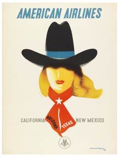 Poster, American Airlines, California, Arizona, Texas, New Mexico